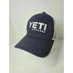 Yeti Coolers mesh snapback Trucker Hat / Cap Adjustable blue white Logo